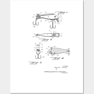 Fishing Lure Vintage Patent Hand Drawing Posters and Art